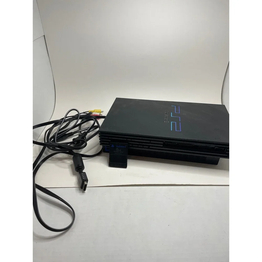 Sony PlayStation 2 Console Black Fat Model SCPH-30001 Bundle Missing Tray Door